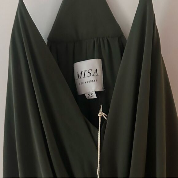 MISA Los Angeles Domino Draped Midi Dress Olive - Picture 7 of 7